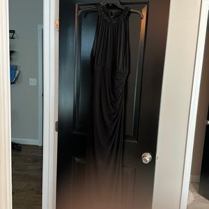 Lauren By Ralph Lauren black halter evening gown